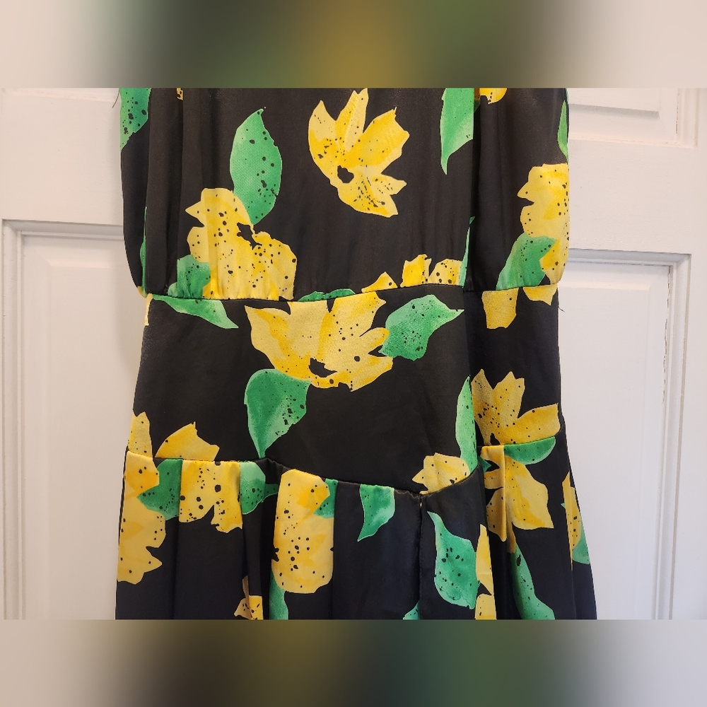 Vintage Floral Harem Drop Waist Chloe Sevingy Black Jumpsuit 14 L - Picture 6 of 6
